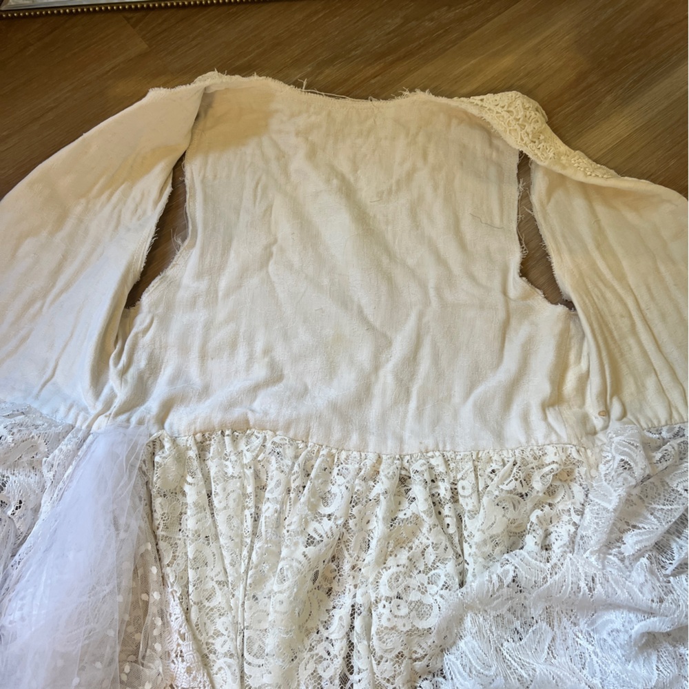 Handmade Wedding Dress White Lace Boho Fairycore Size L XL - Picture 14 of 16